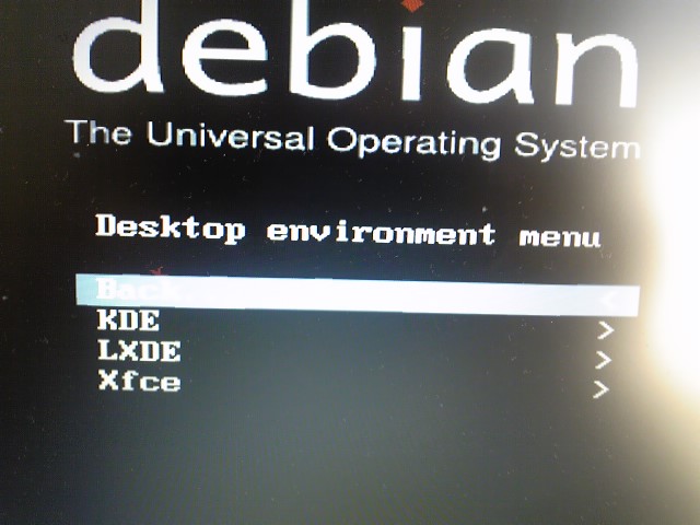 デスクトップ環境選択メニュー